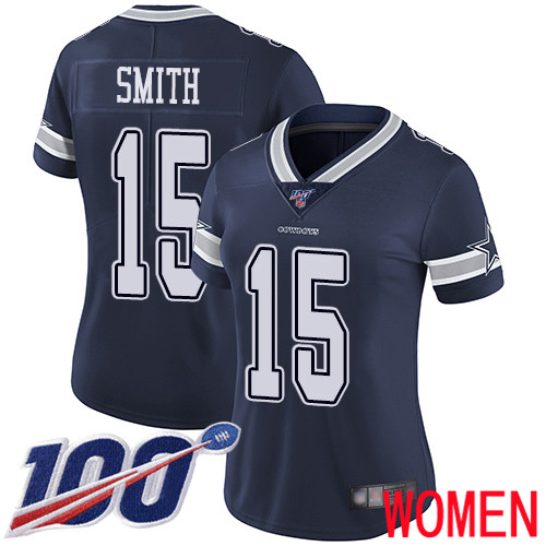 Women Dallas Cowboys Limited Navy Blue Devin Smith Home 15 100th Season Vapor Untouchable NFL Jersey